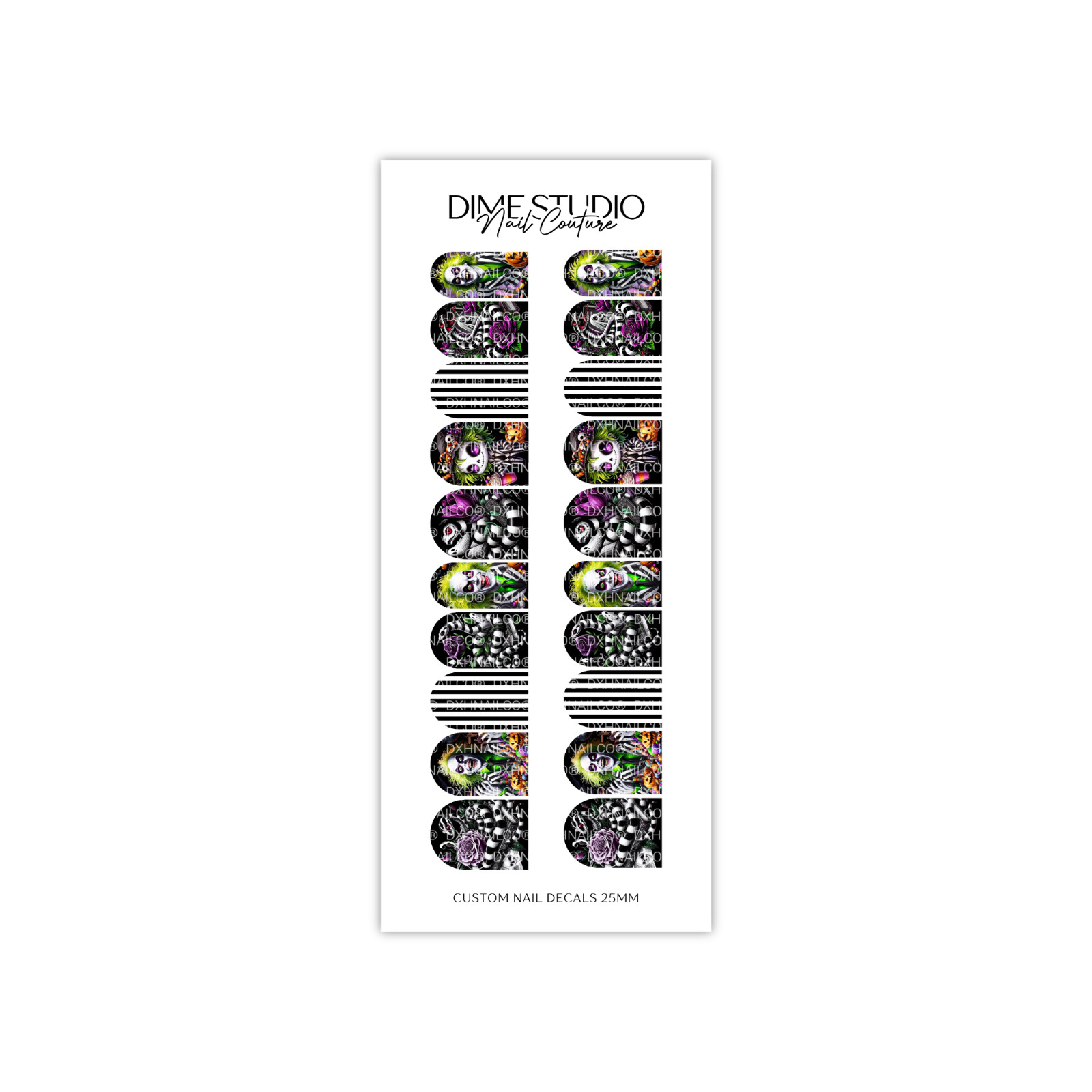 Halloween Nail Decals Beetle Juice 4 Water Transfer Nail Wraps