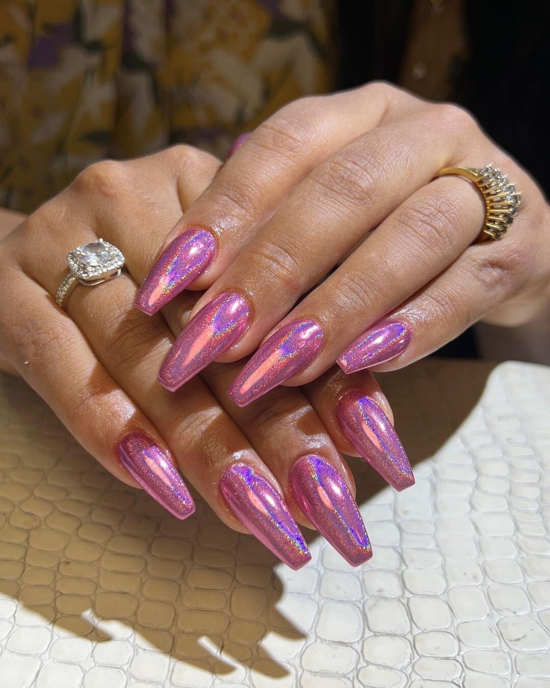 Rose Pink Holographic NAIL POWDER Mirror Effect CHROME Nail Art Mermaid Rainbow