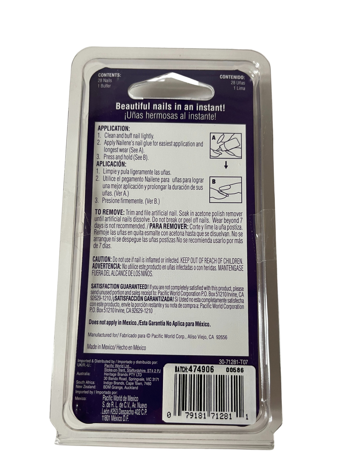 Nailene Nail Studio Glue On Nails Medium French Manicure 28 Ct #71281 – 2 Pack