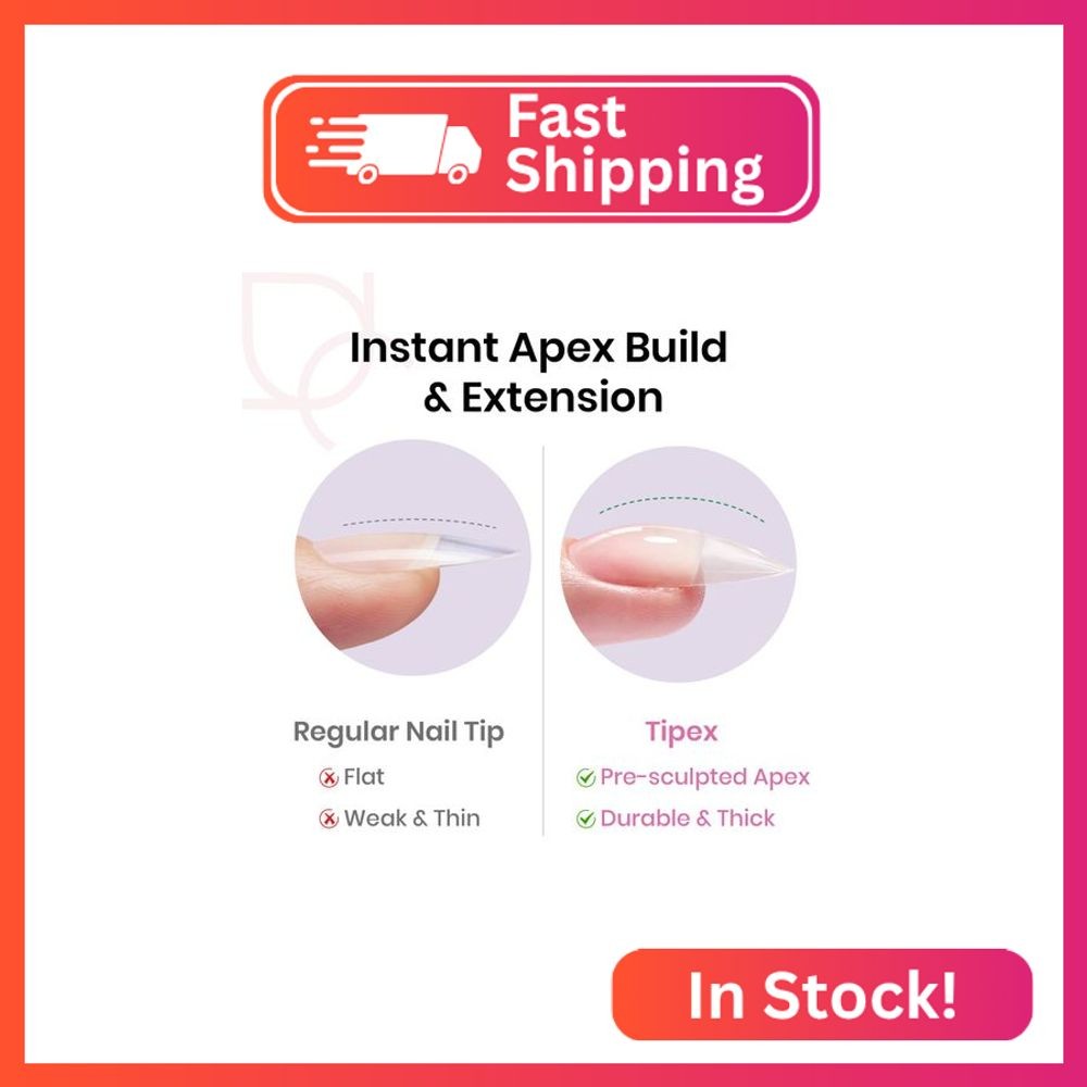 Beetles Tipex Instant Apex Nail Tips, Almond Medium, 192pcs 16 Sizes, Pre-Etched