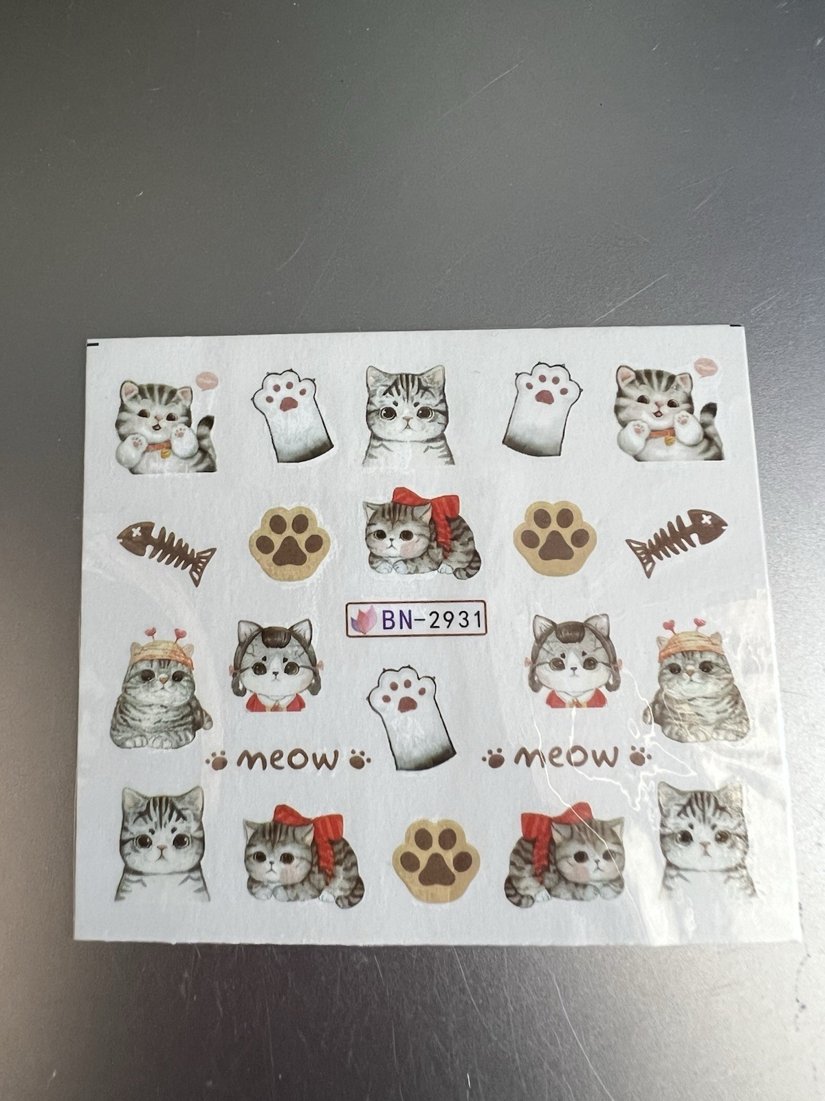 Cute Cat Nail Stickers Lovely Cat Nail Art 12 Pieces