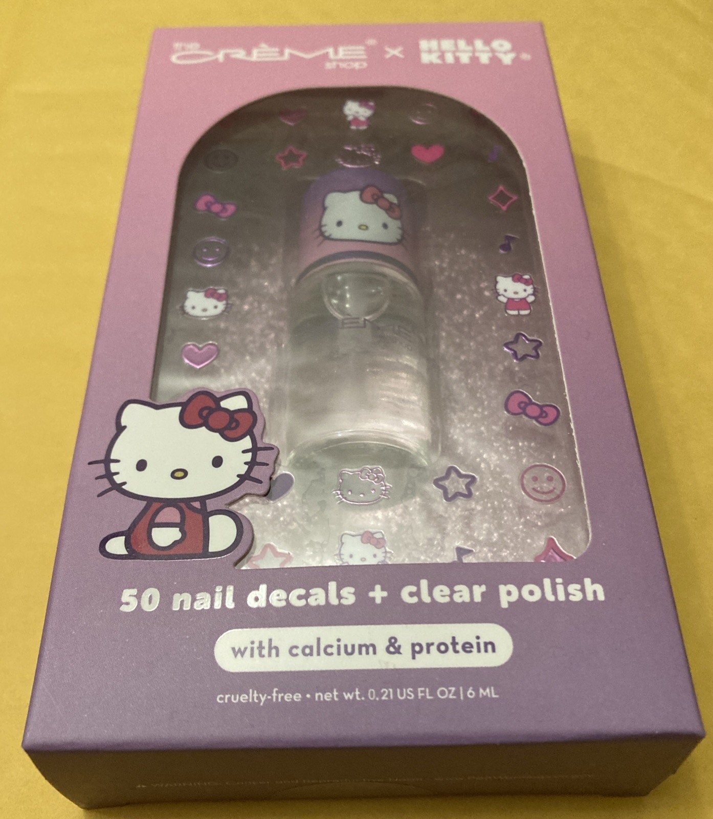 The Crème Shop X Sanrio Hello Kitty 50 Nail Decals & Clear Polish salon nai