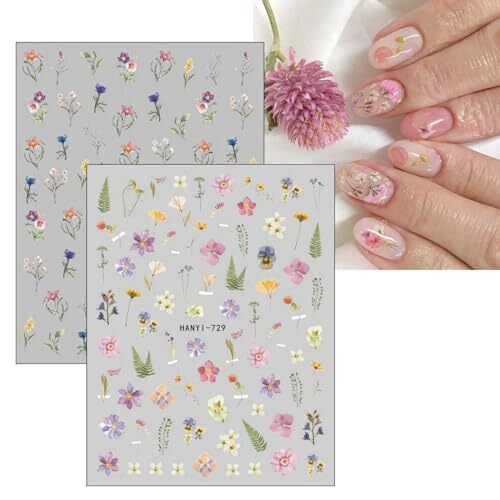 9 Sheets Spring Flower Nail Art Stickers Decals Self-Adhesive Colorful Flower