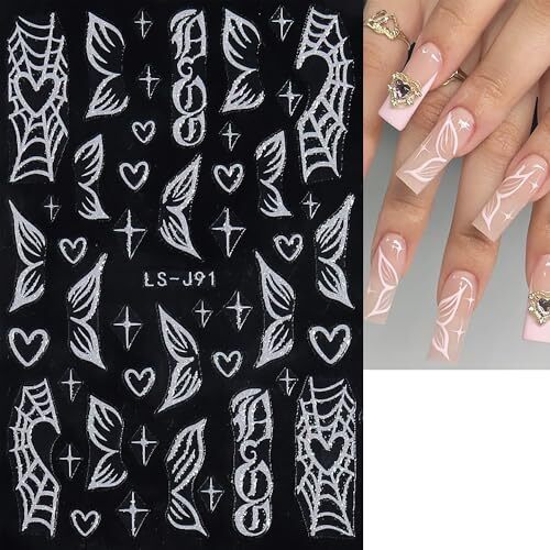 6 Sheet Butterfly Flower Nail Art Sticker Decals 3D Self-Adhesive Glitter Pink