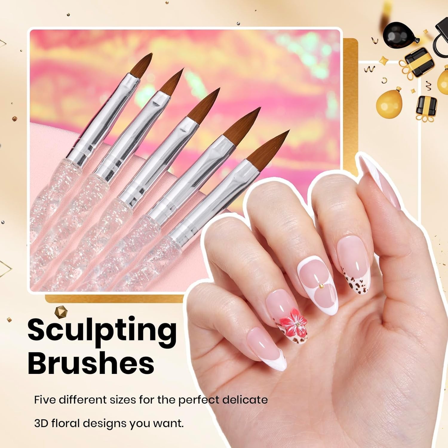 Beetles Nail Art Set – 31pcs, Metal Handles, Multi-Shapes, Colorful, All-in-One