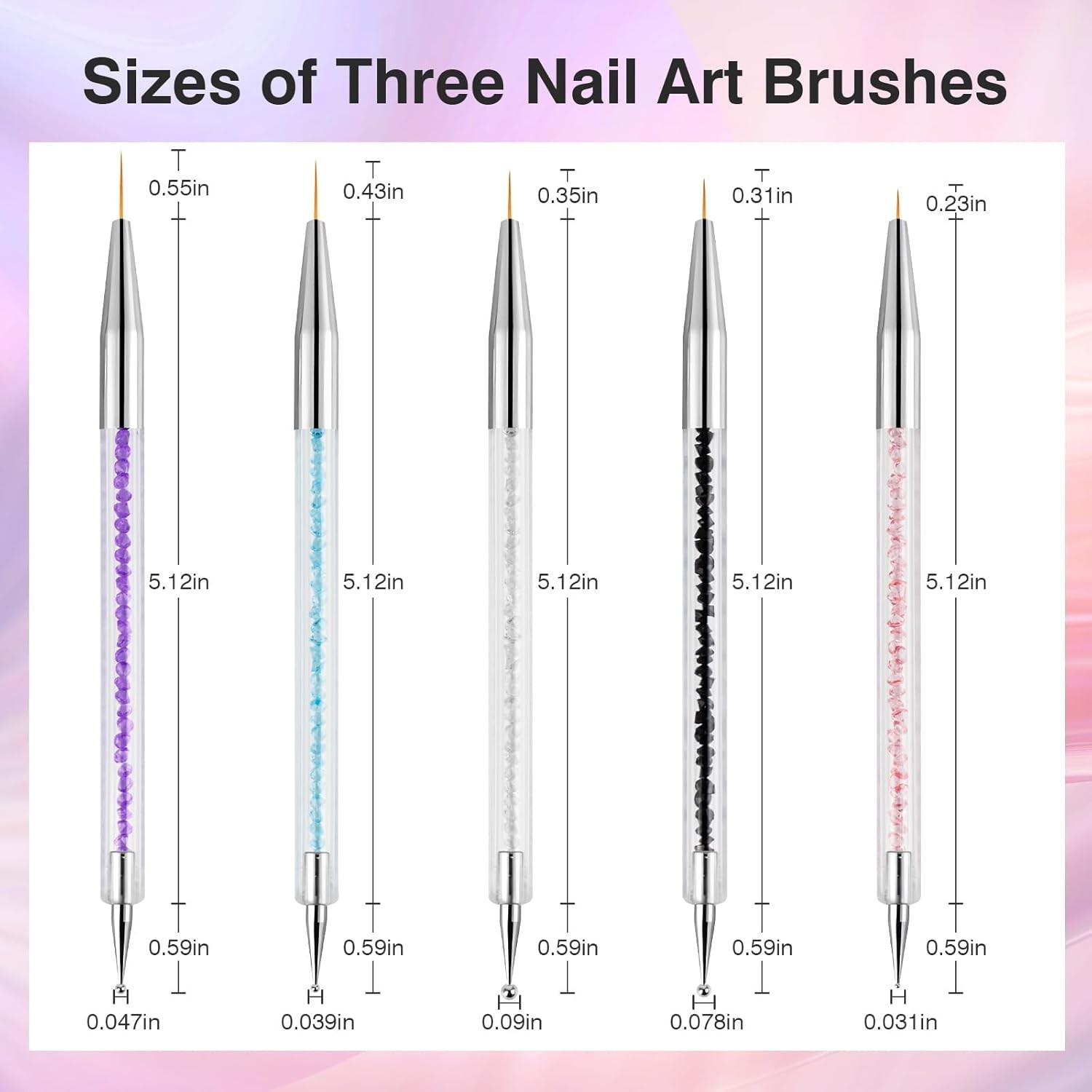 5PCS Nail Art Brush Set – Double-Ended Liner & Dotting Pens for Professionals