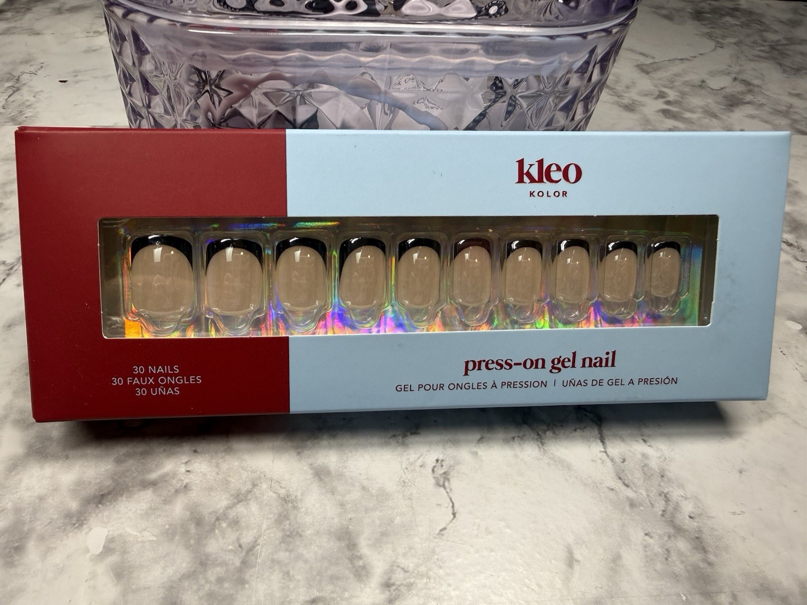New Kleo Kolor Press-On Gel Nails – Noir En Haut – Medium Length Square/Oval