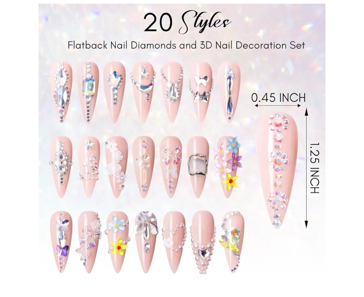 Makartt Nail Art Rhinestone Kit, Nail Charms Pearls 3D With Duel End Picker Pen