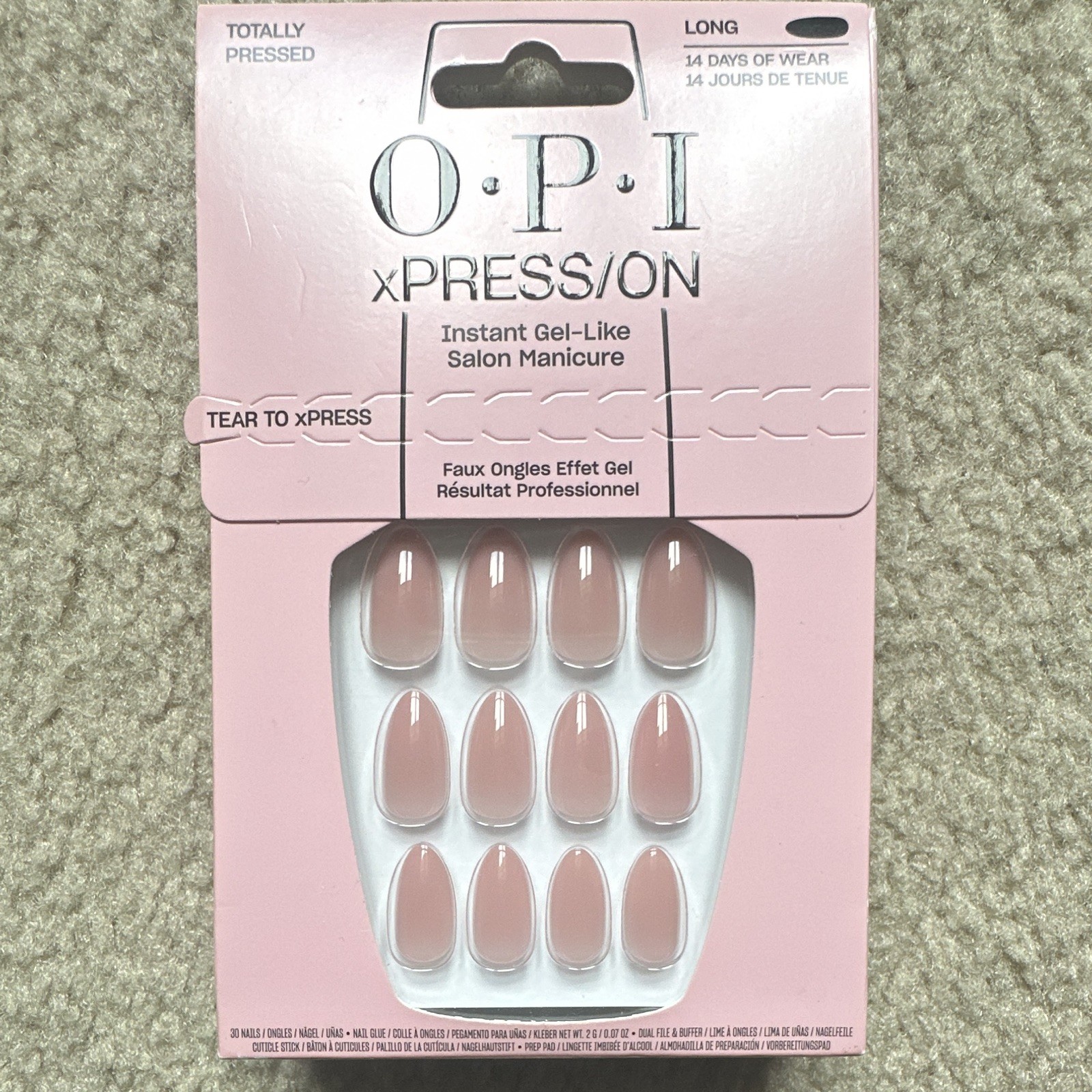 OPI Pink Shiny Oval Long Press-On Nails, Full Cover Pre-Designed for Finger