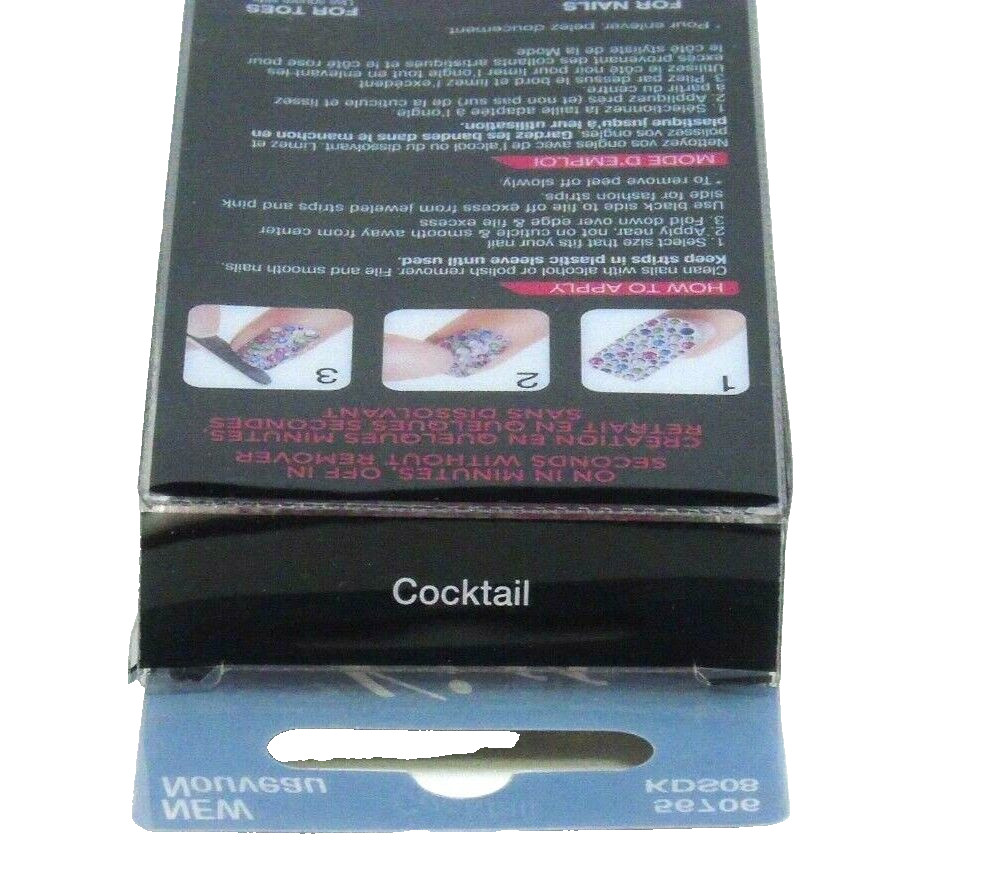 Kiss Nail Strips At Home Manicure Pedicure Kit Pink Animal Print 3D Crystals