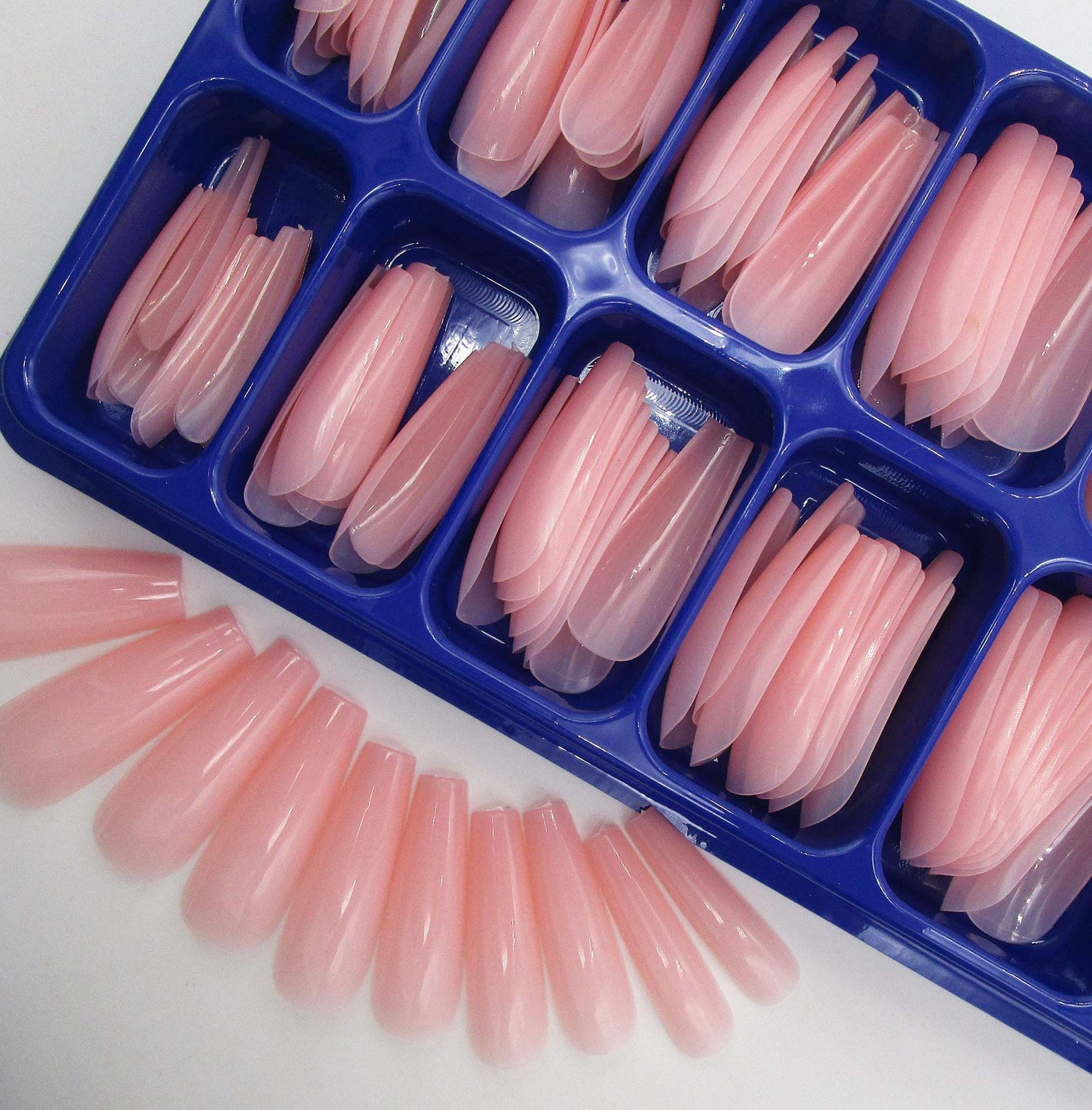 100pc Colored Long Coffin False Nails Artificial Acrylic Tips Ballerina Shape…