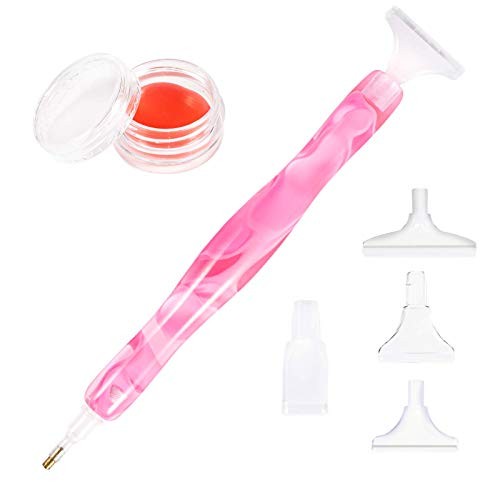Diamond Painting Pen, Handmade Resin Diamond Painting Pens with Glue Clay Pink