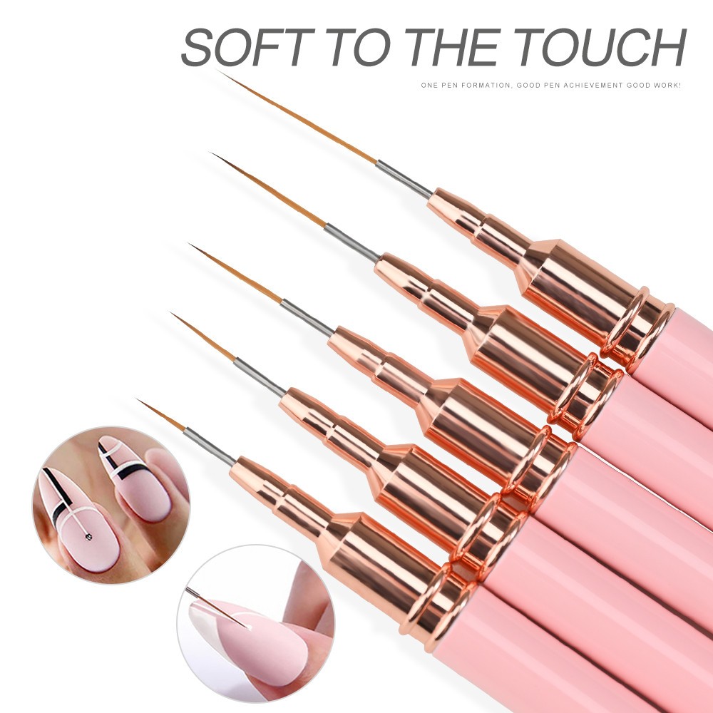 5/10pcs Pink/Black Nail Art Liner/Painting Brushes Ultra-thin Line Drawing Tool