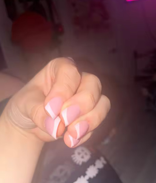 24 Natural French Tips Press-On Nails Fast French Real Short Modern Square Pink