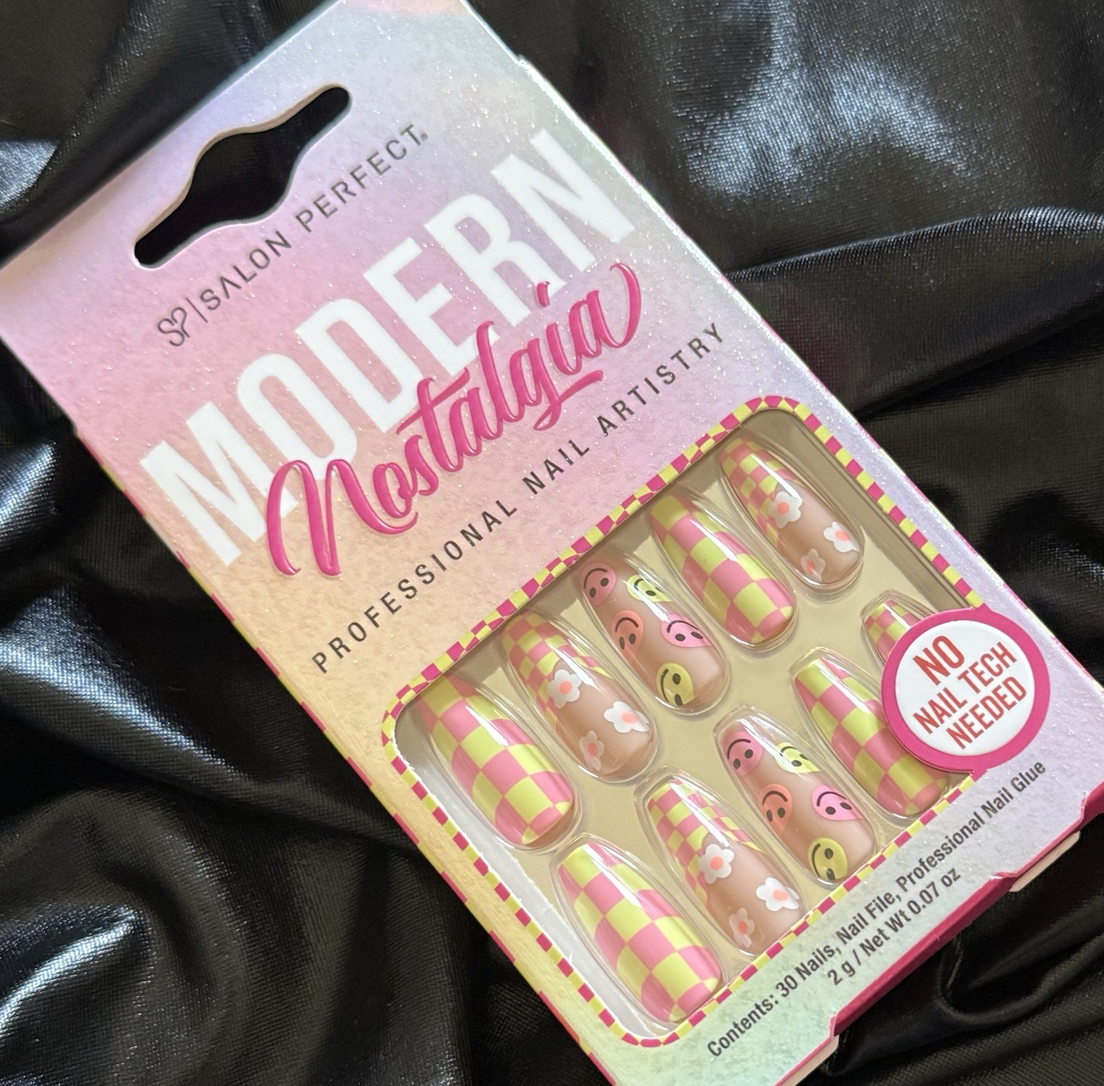 Salon Perfect Press On Nails, Modern Nostalgia w/smiley faces~With Free Gifts❣️