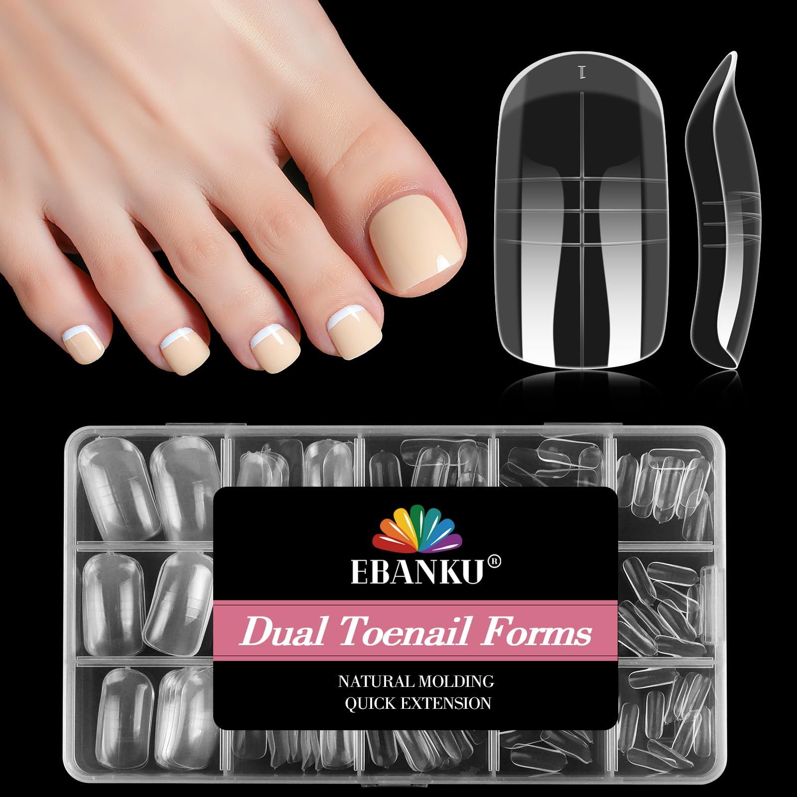 300 Pcs Toe Dual Nail Forms for Poly Extension Gel, Toenail Dual Forms Reusab…