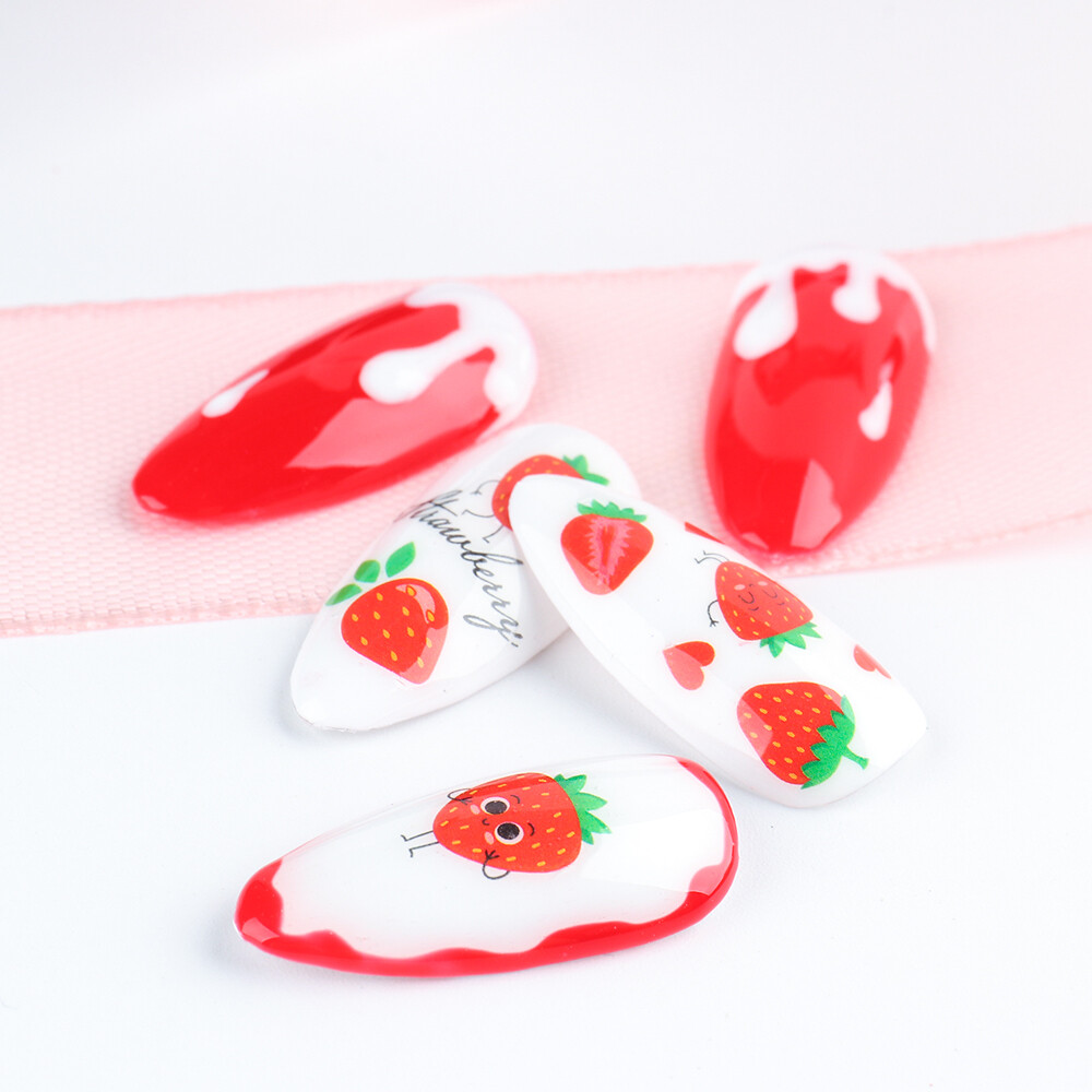 Nail art 3D stickers decal dancing strawberry half strawberry red heart CA678