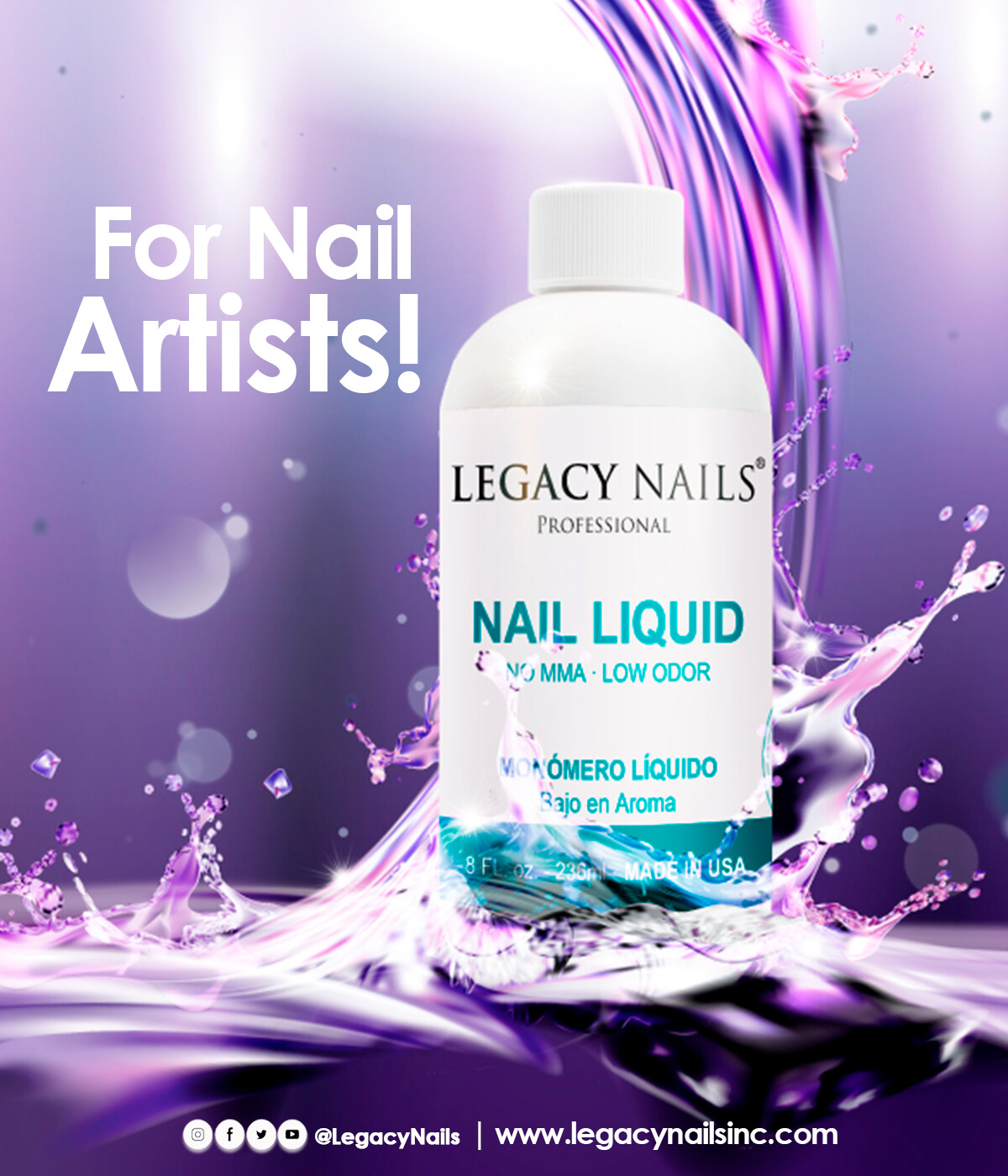 Nail Liquid Monomer 4 oz Low Odor by Legacy Nails