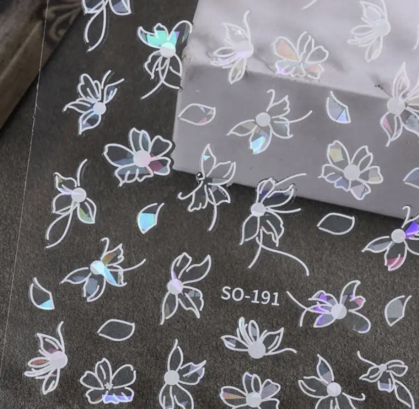 4 Sheets 3D Nail Stickers-ButterflyCharms, Iridescent Finish, Self-Adhesive