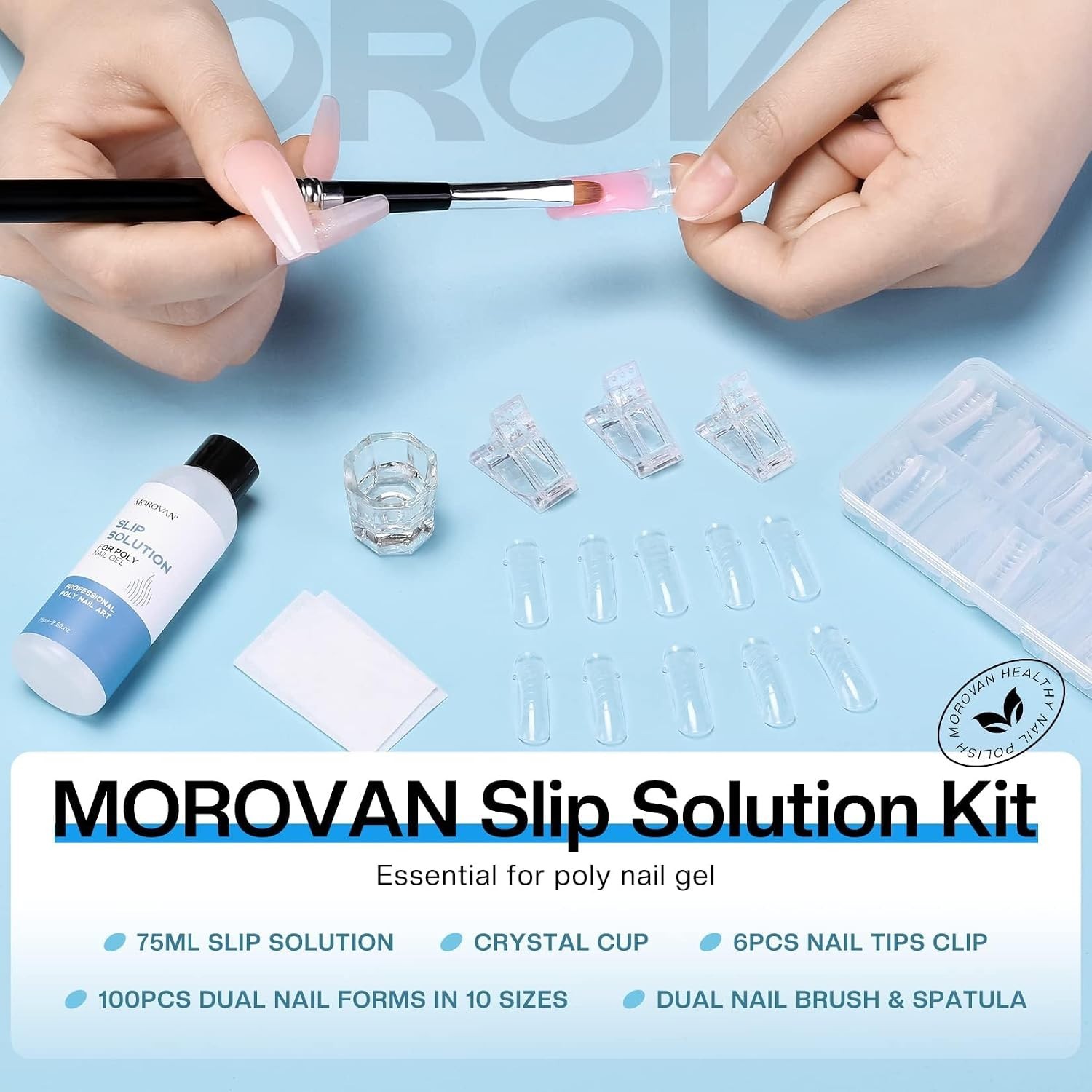 Odorless 2.5 OZ Nail Slip Solution Kit: 100 Dual Forms for Perfect Extensions