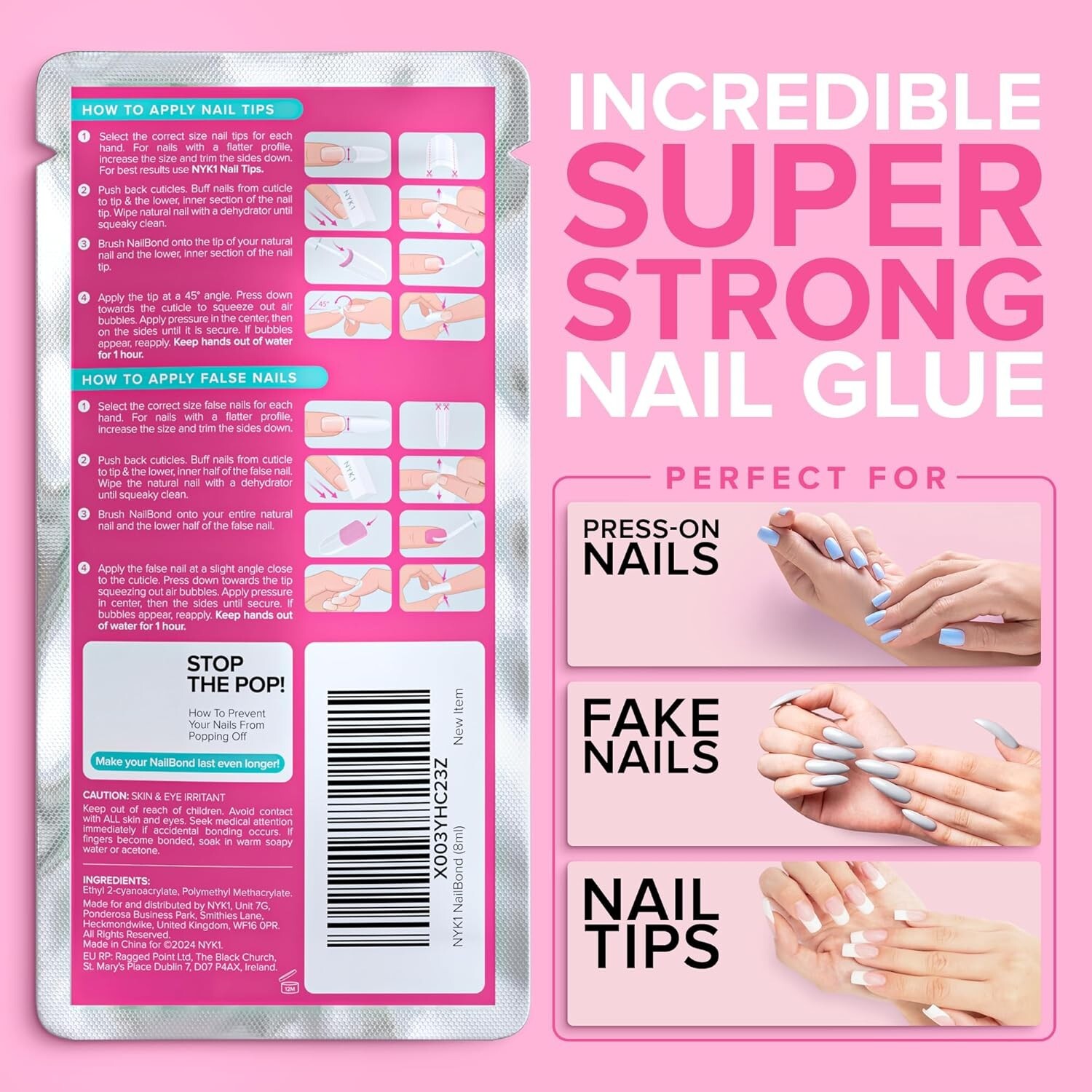 Maximum Strength Nail Glue 8ml – Super Strong Brush On for Press Ons & Acrylics