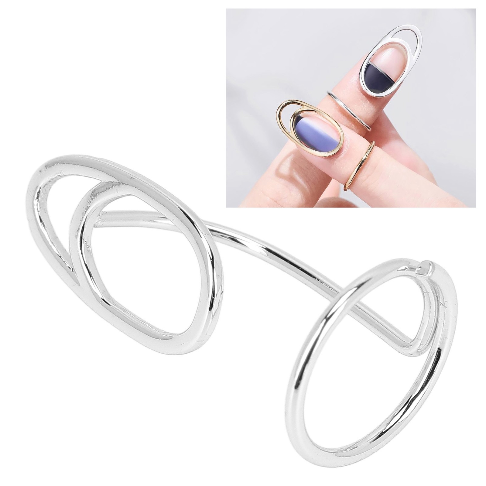 Nail Art Fingernail Rings Unique Women Finger Nail Cover Ring Decoration Jewelry