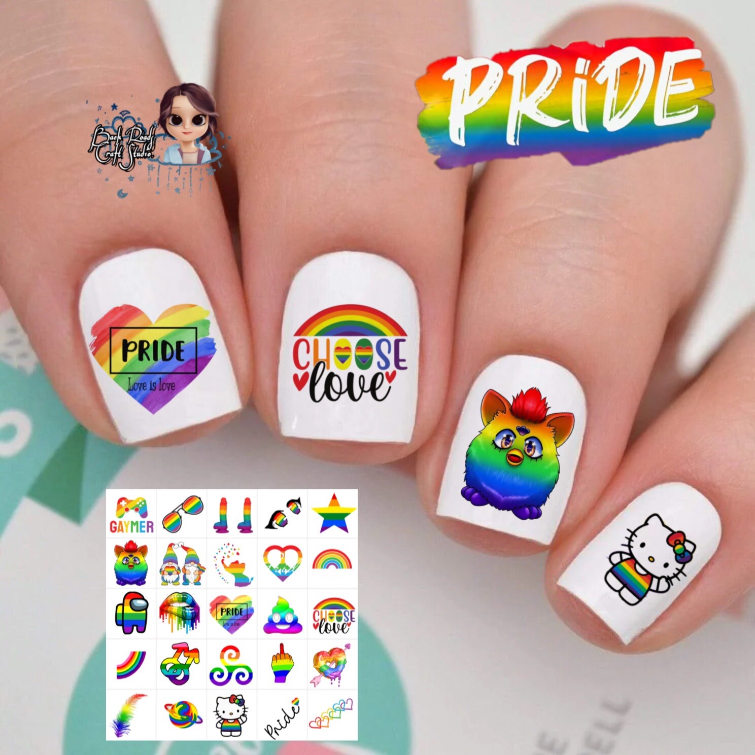 LGBTQ LGBTQIA Pride Waterslide Nail Decals Set Of 50 Instructions & Bonus