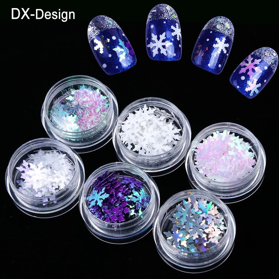 10mm Large Snowflake Nail Glitter, Holiday Nail Art Sequins in Storage Bottle