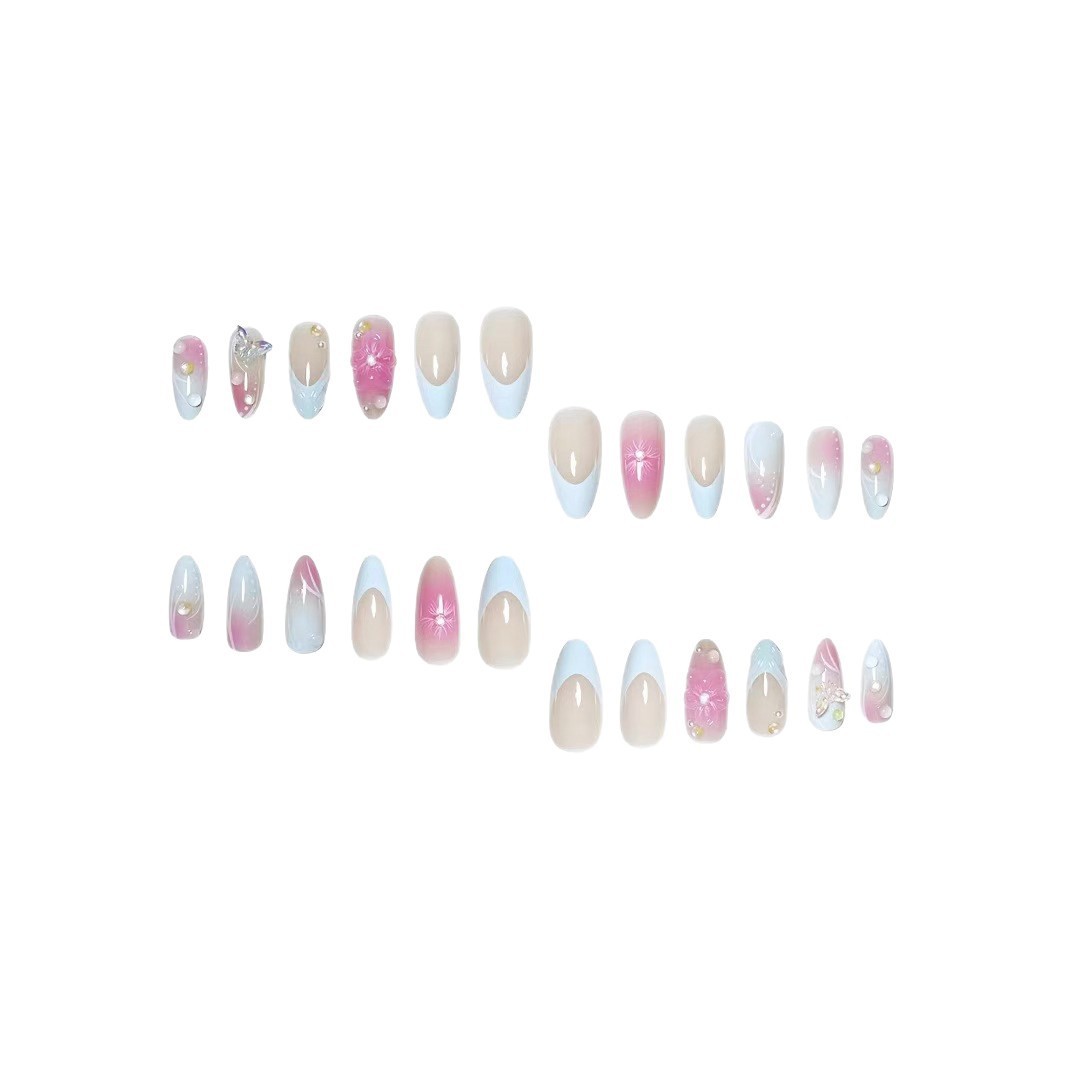 Pastel Blue Butterfly Nail Art Tips Ins Style Wholesale From Factory