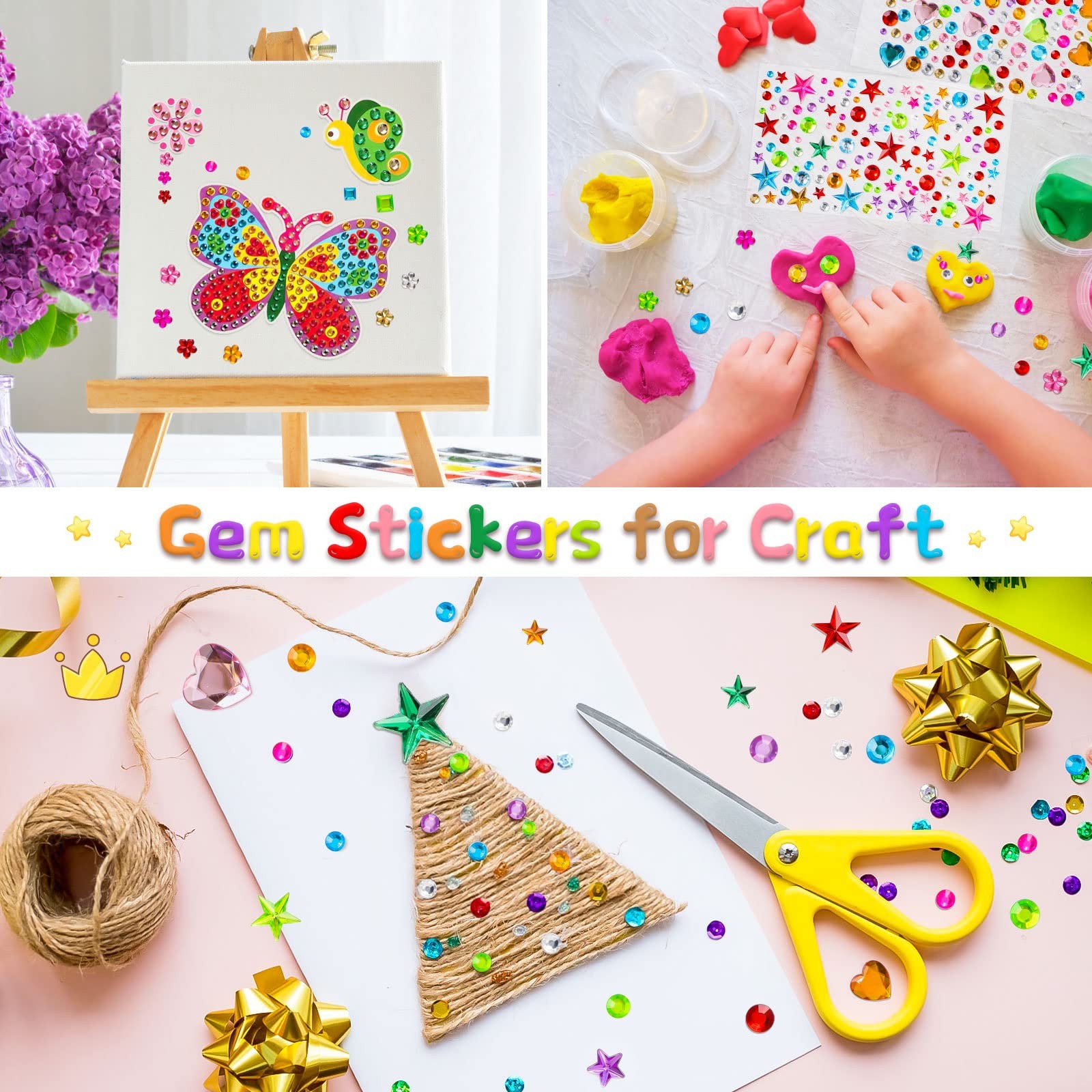 Gem Stickers, 1510pcs Rhinestone Stickers for Crafts, Self Large Gems