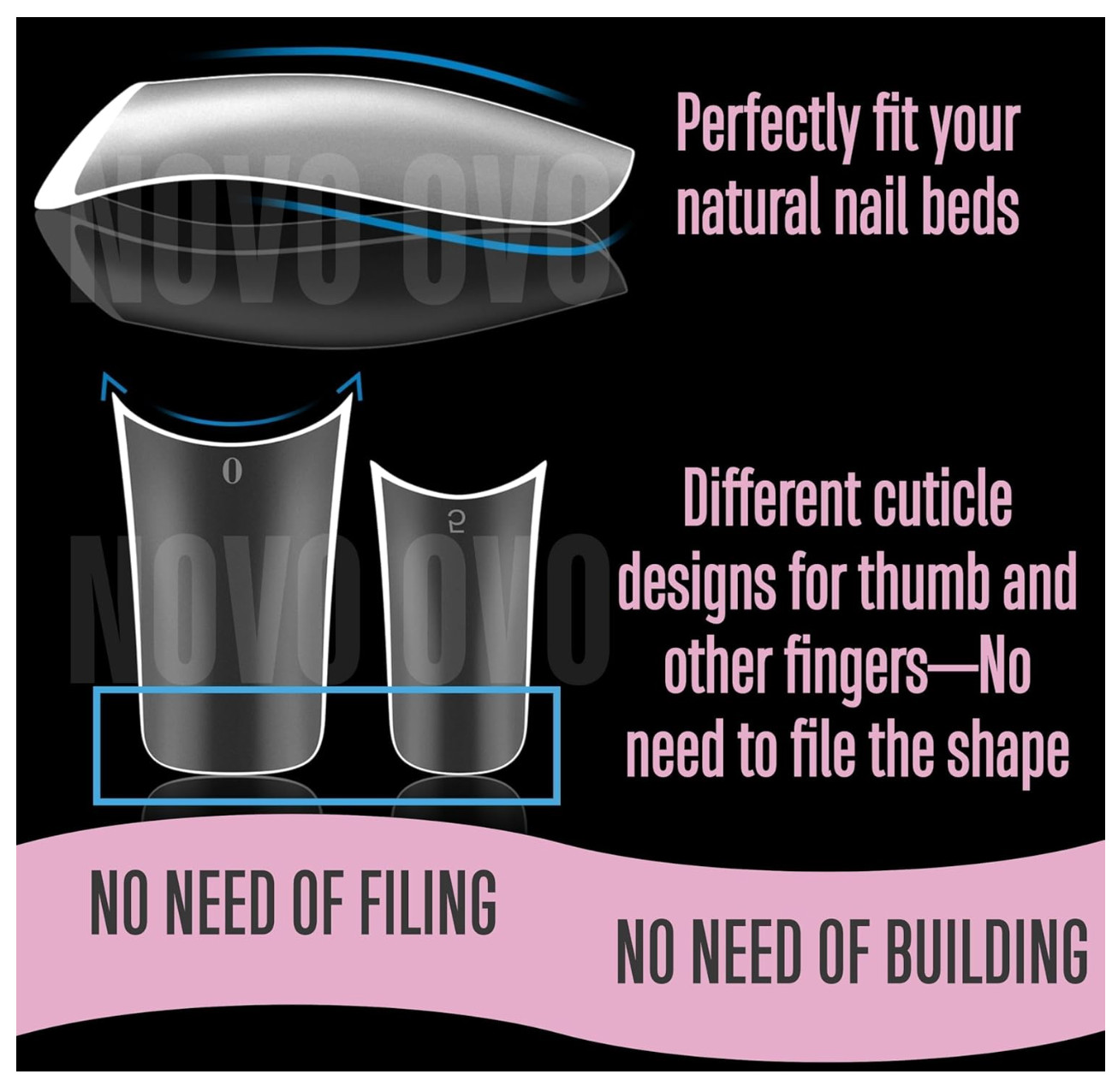 Duck Nail Tips Medium Extra Thick Moon Curve Full Cover Clear Soft Gel French