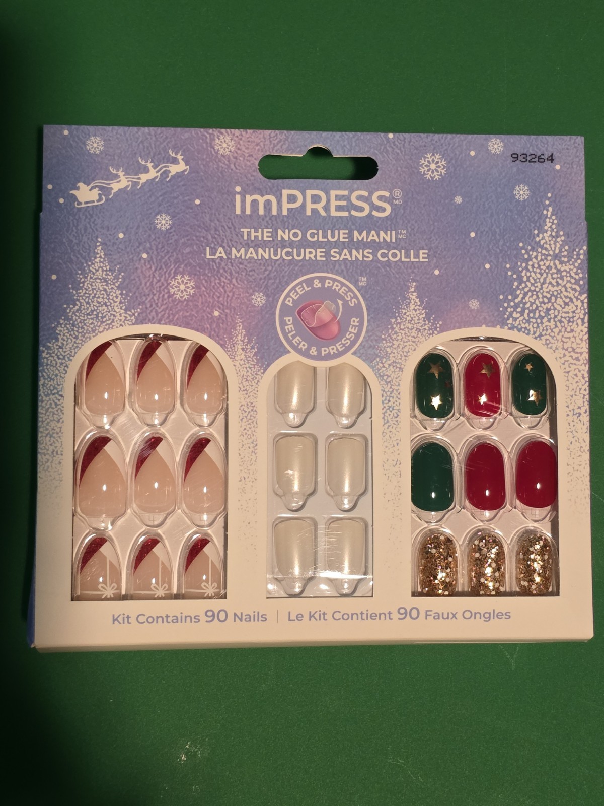 New Impress Press-on Manicure Kit 93264 90 Nails The No Glue Mani Peel & Press