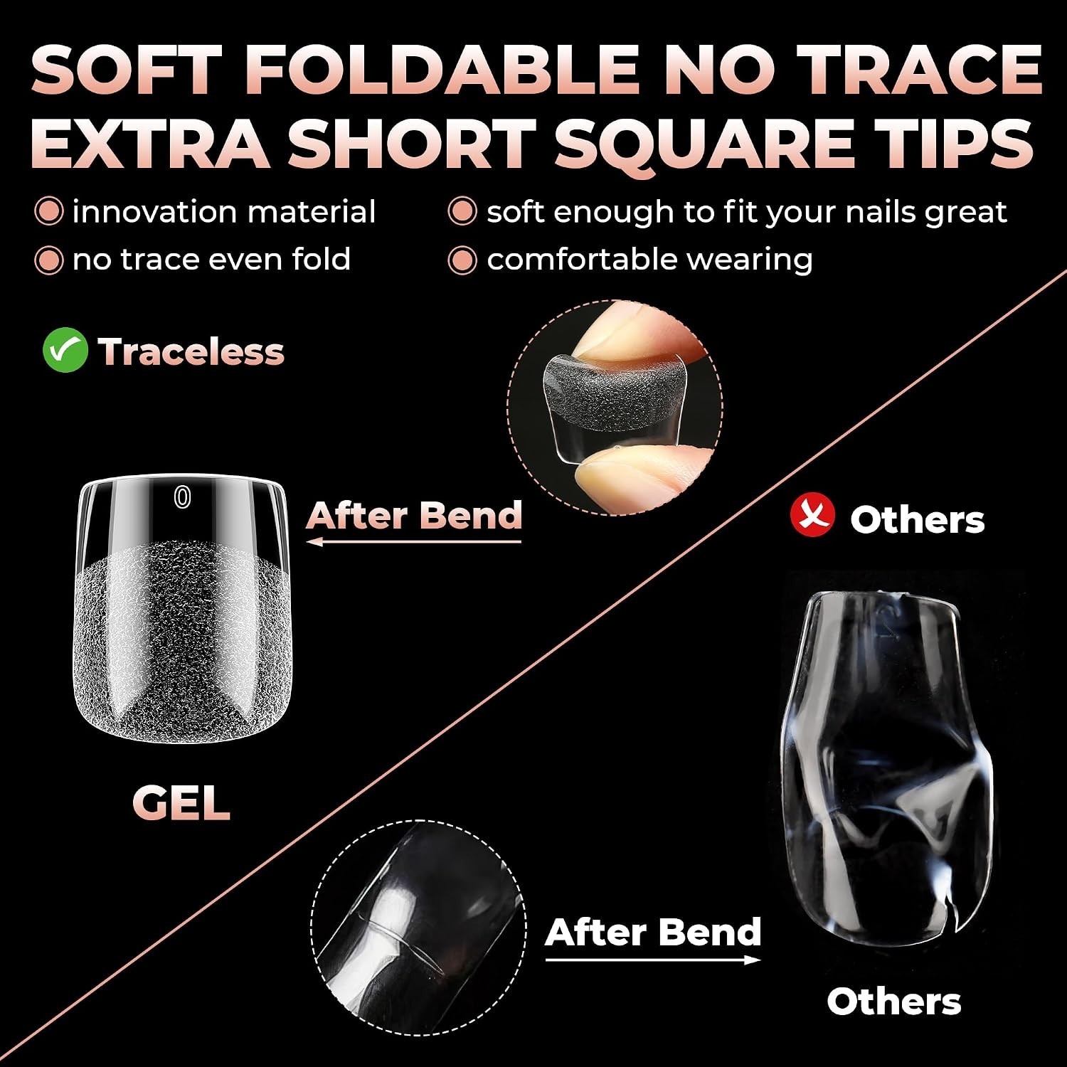 Extra Short Nail Tips Square Pre-etched Full Cover 120Pcs | Soft Gel Square N…