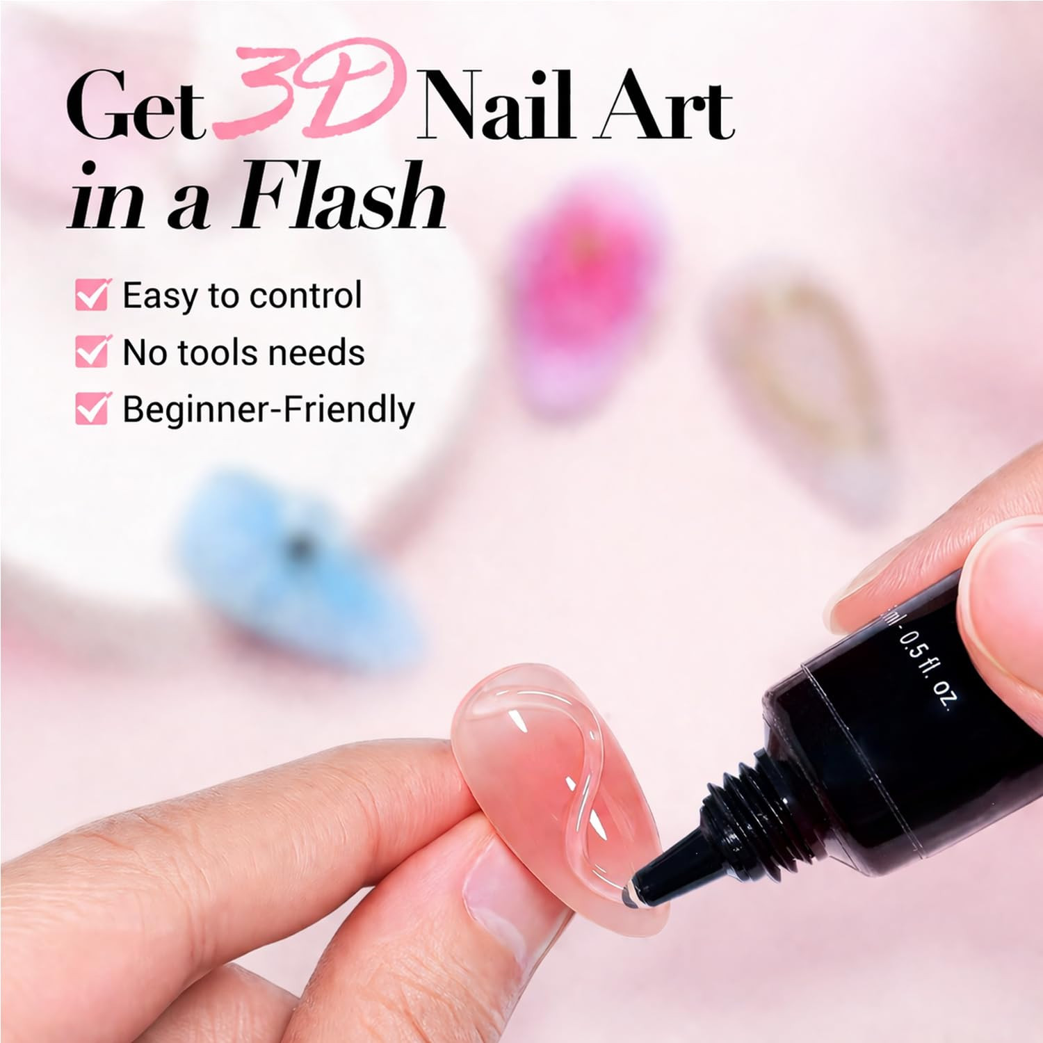 3D Gel Nail Art, 15G Sculpting Gel for Nail Art, Molding, Clear | Rhinestones Gl