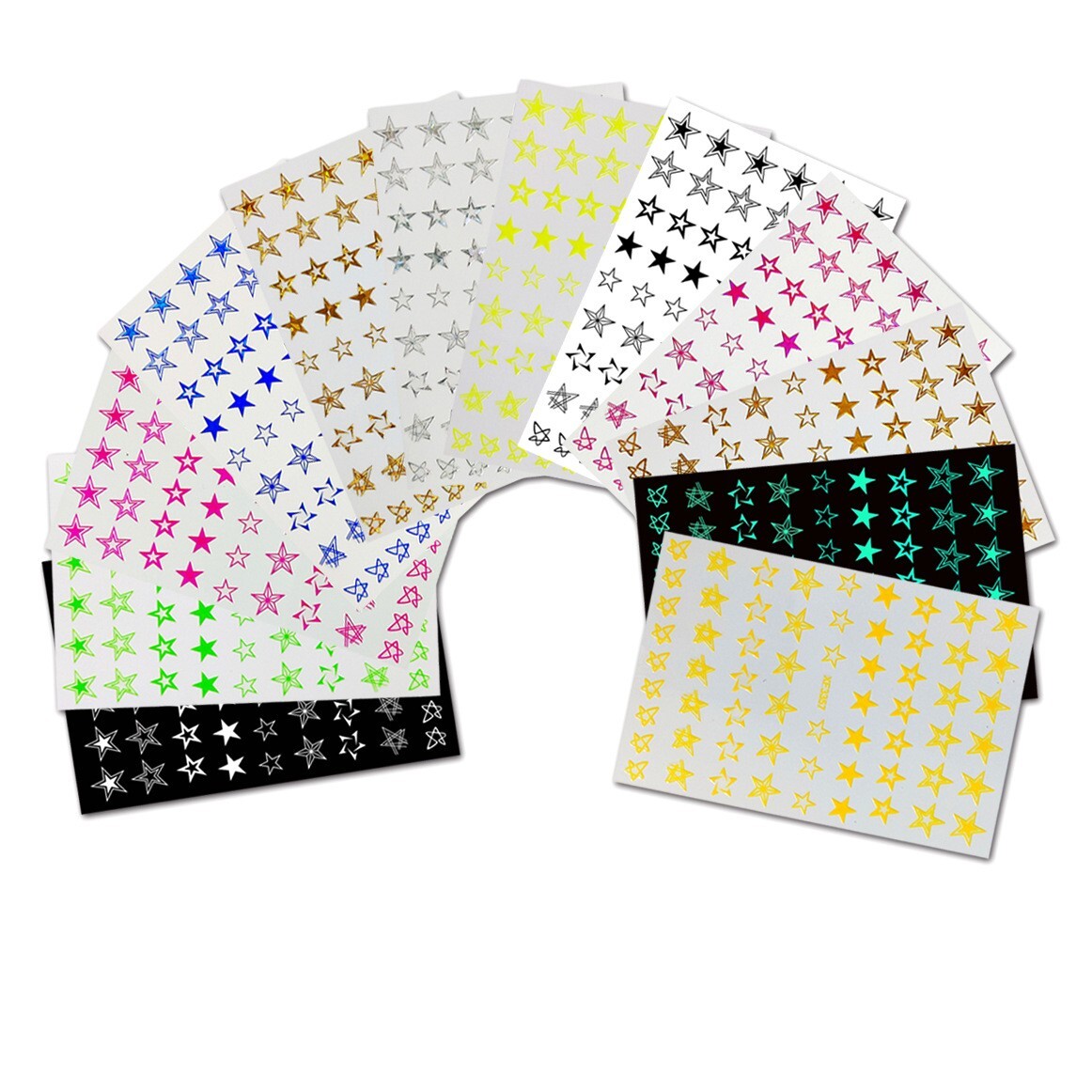 12 Sheets Stripe Stars Nail Art Stickers Decals Supply Self-Adhesive XF3357 NH21