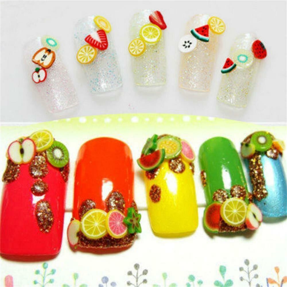 3D Nail Art Decoration Fruit Slices Shape Fimo Rhinestones UV Gel Builder Tips