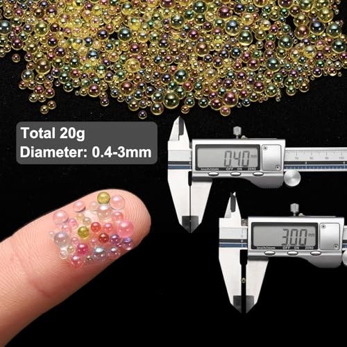 Iridescent Glass Tiny Bubble Beads, 0.4-3mm 20g No Hole φ0.4-3mm Deep Yellow