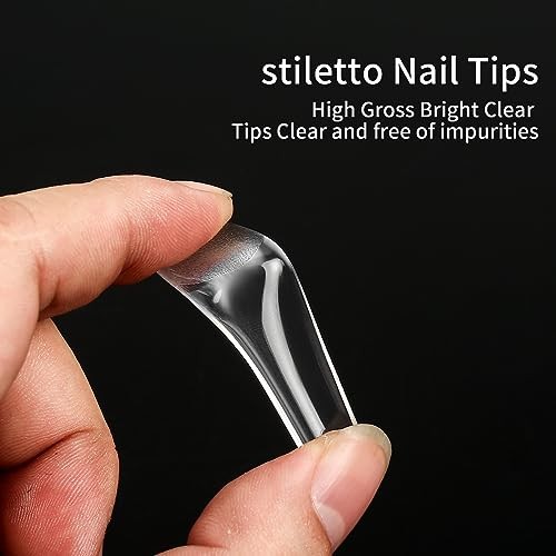 240 Pcs Square Extra Long Clear Nail Tips for Acrylic Nails, No C Curve clear