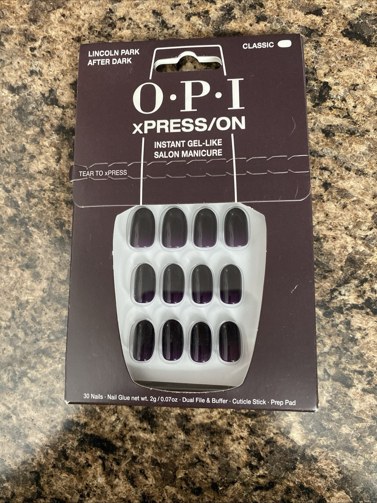 OPI xPRESS/ON Instant Gel Like Nails Lincoln Park After Dark Salon Manicure
