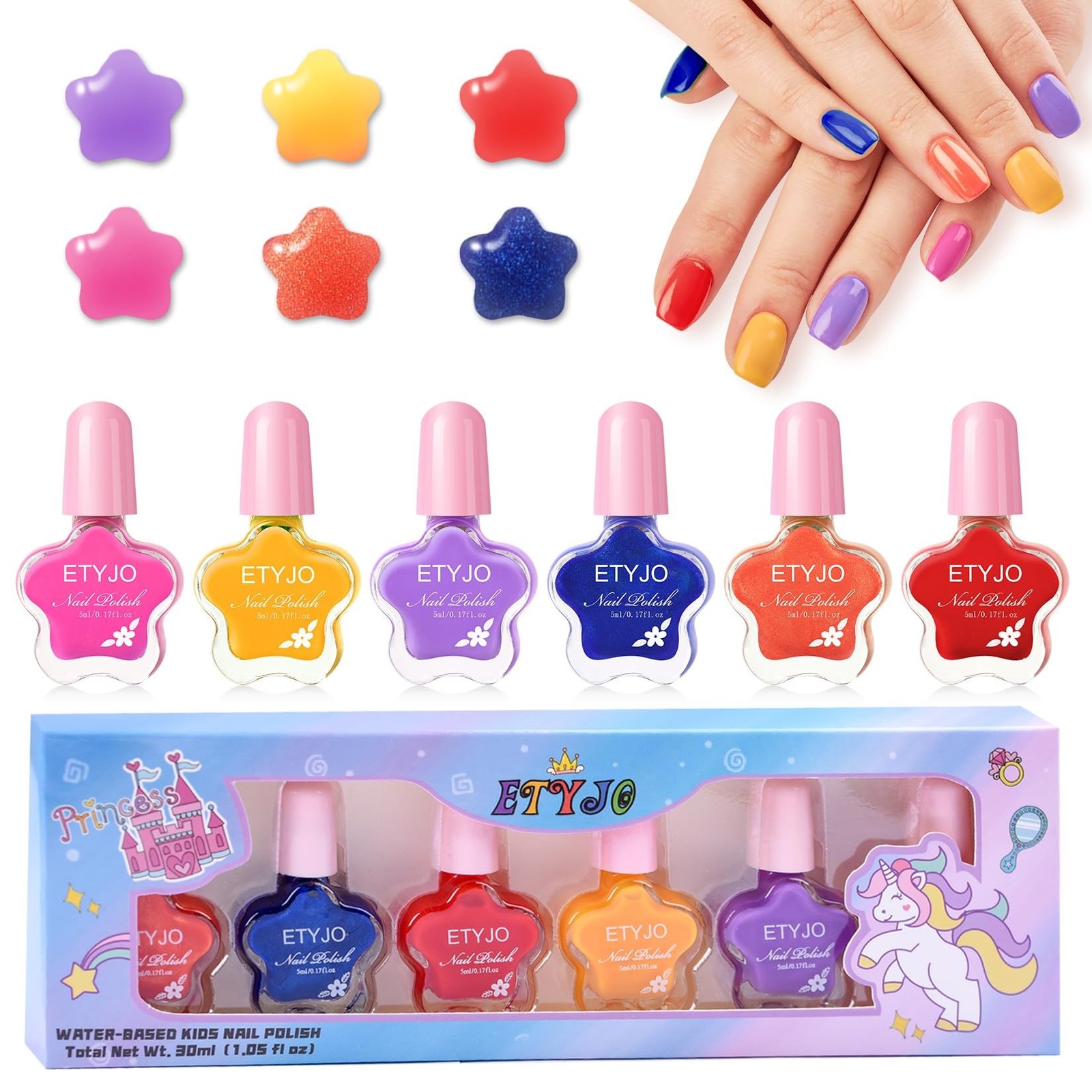Kids Nail Polish-6 Color Kids Nail Polish Set for Girls Non Toxic Water-Based…