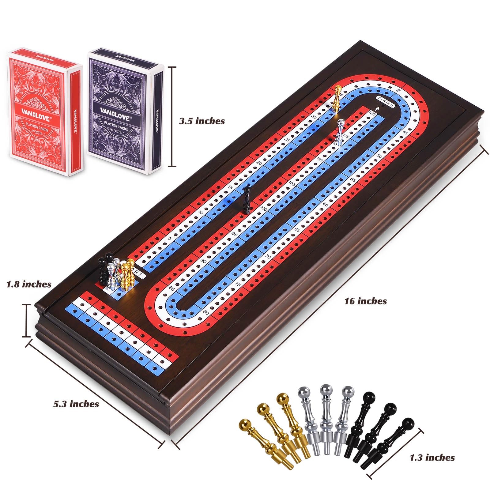 VAMSLOVE 16” 16 inches x 5.5 x 1.9 inches, Gold, Silver, Black