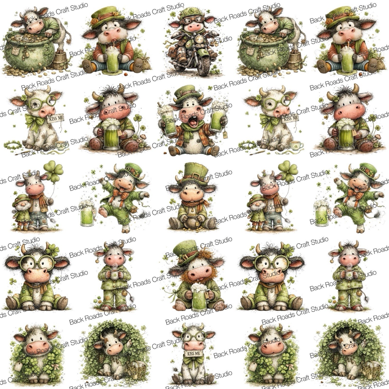 Lucky Cows Waterslide Finger Nail Decals Instructions Bonus set of 50 JM