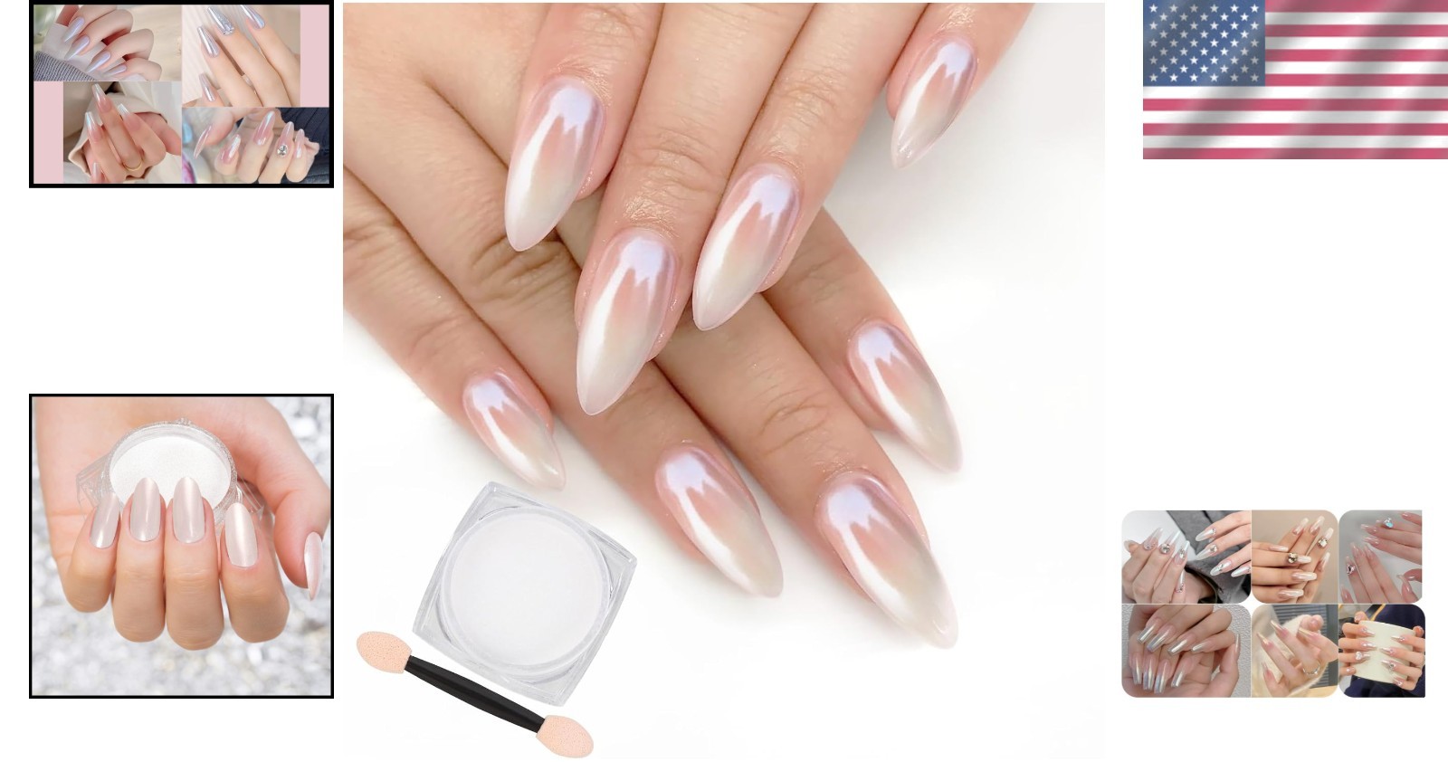 White Chrome Nail Powder – Iridescent Aurora Pigment for Stunning Nail Art