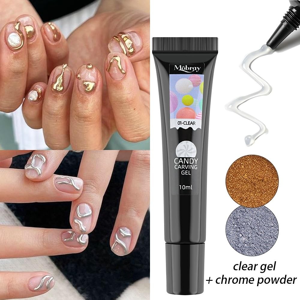 3D Sculpting Gel for Nail Art, 12 Colors Soft Modeling Nail Gels, Embossing L…