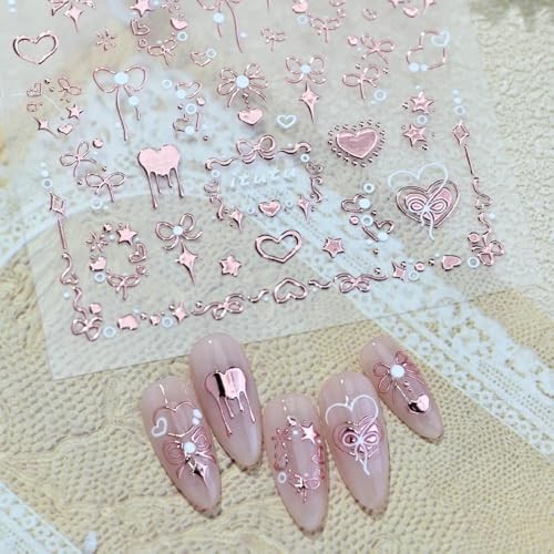 1 Sheet Hearts Nail Stickers 5D Embossed Valentine’s Day Nail Decals Style39