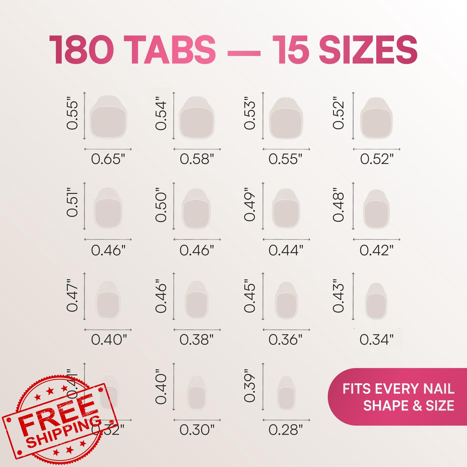 Doonails Extra Strong Nail Tabs Press On Nails 15 Sizes 180 Count