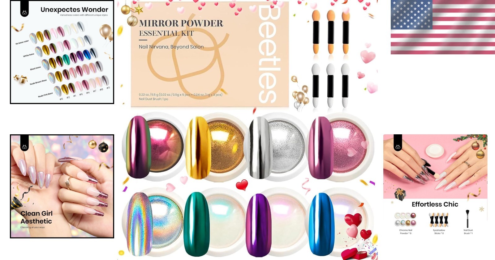 Glamorous 8-Color Chrome Nail Powder – Holographic Manicure Decoration Gift