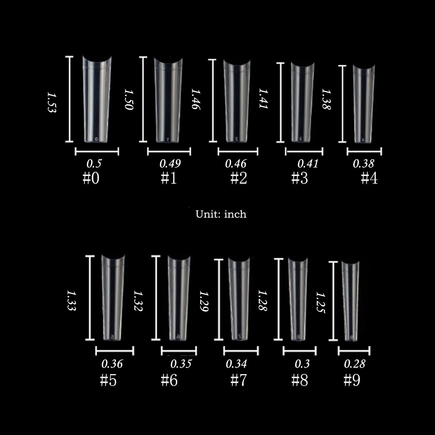 XL Tapered Square Nail Tips No C Curve,500Pcs Clear Medium Half Cover Coffin Nai