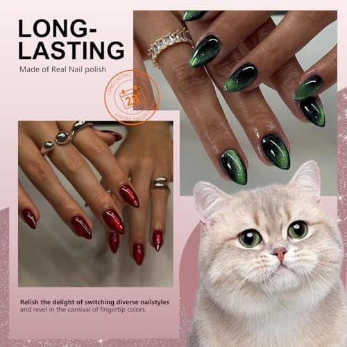 Cat Eye Press On Nails Almond – Gold to Black Press On Nails cateye black gold