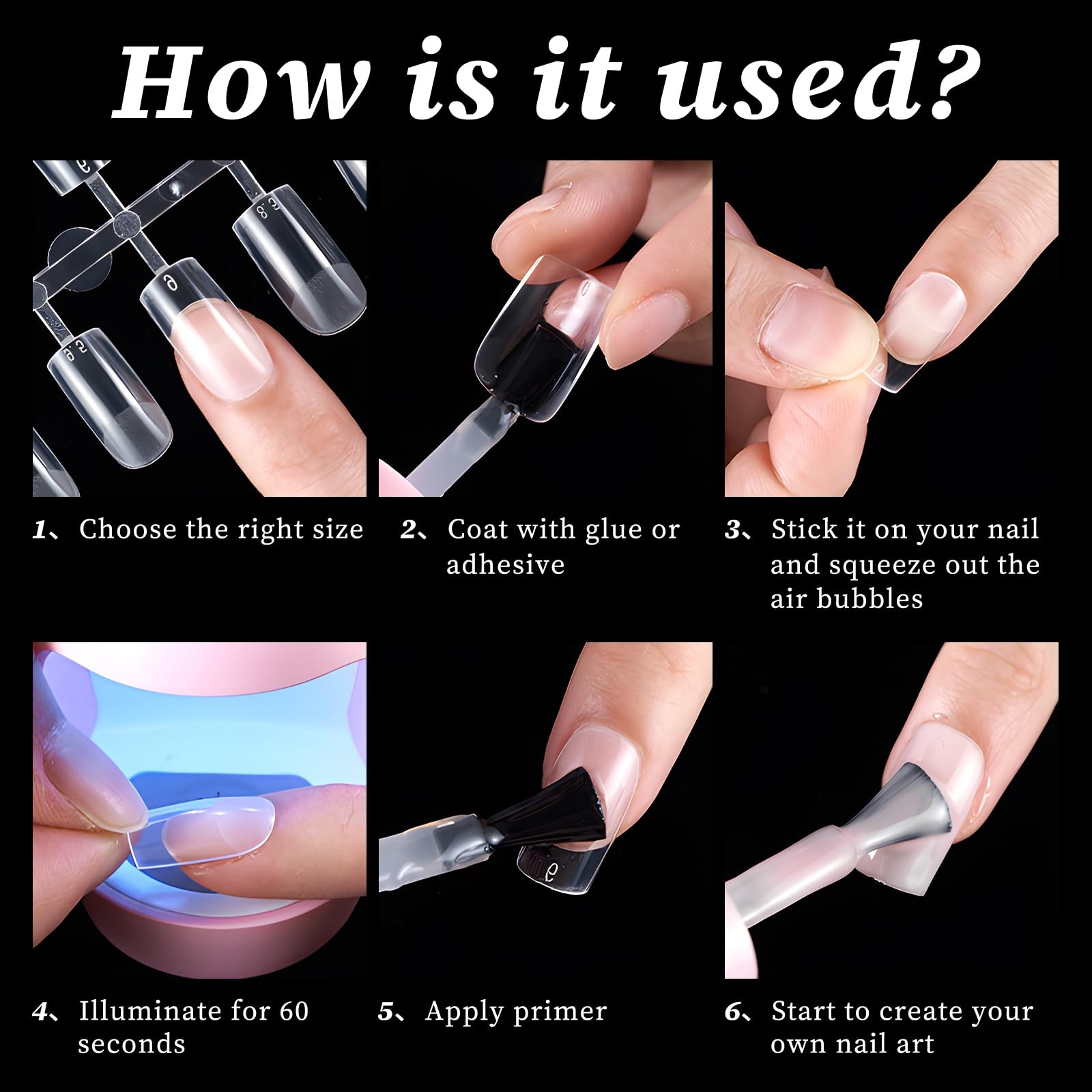AddFavor Long Square Nail Tips, 300pcs Gel Tips Long, Clear